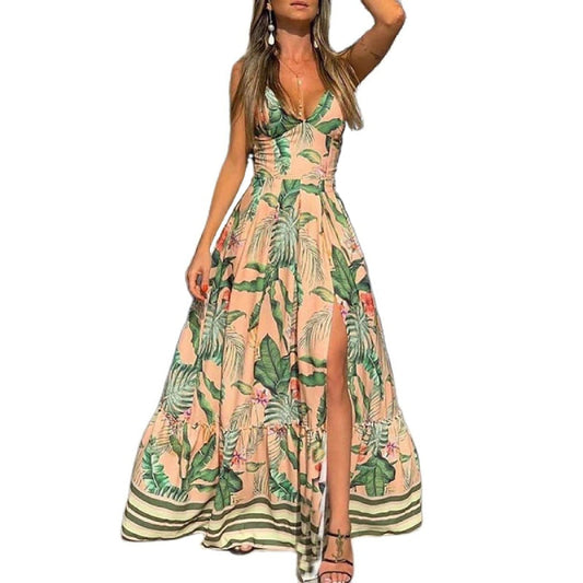 Langes tropisches Blumenkleid