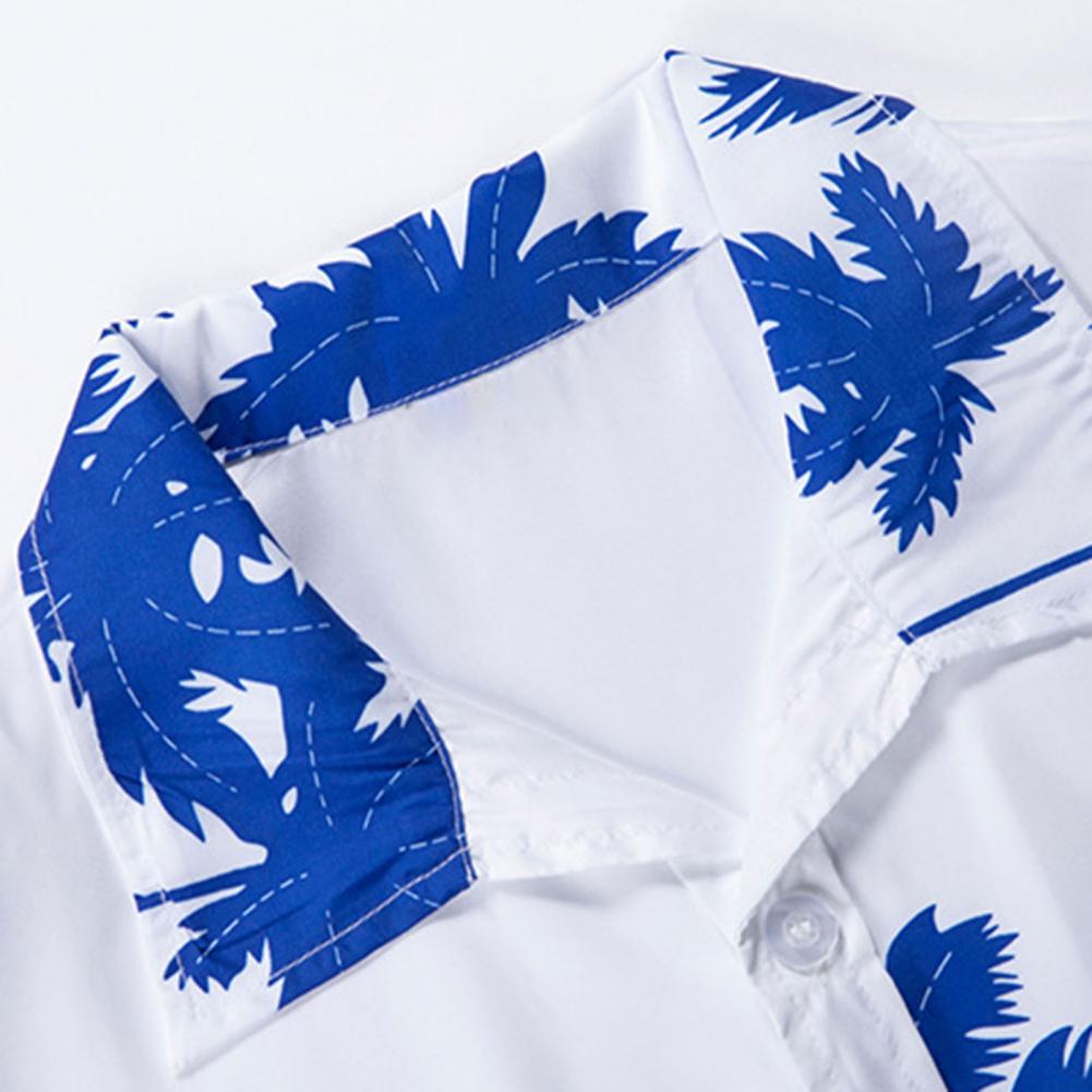 Weißes Hawaiihemd mit orangefarbenen oder blauen Palmen