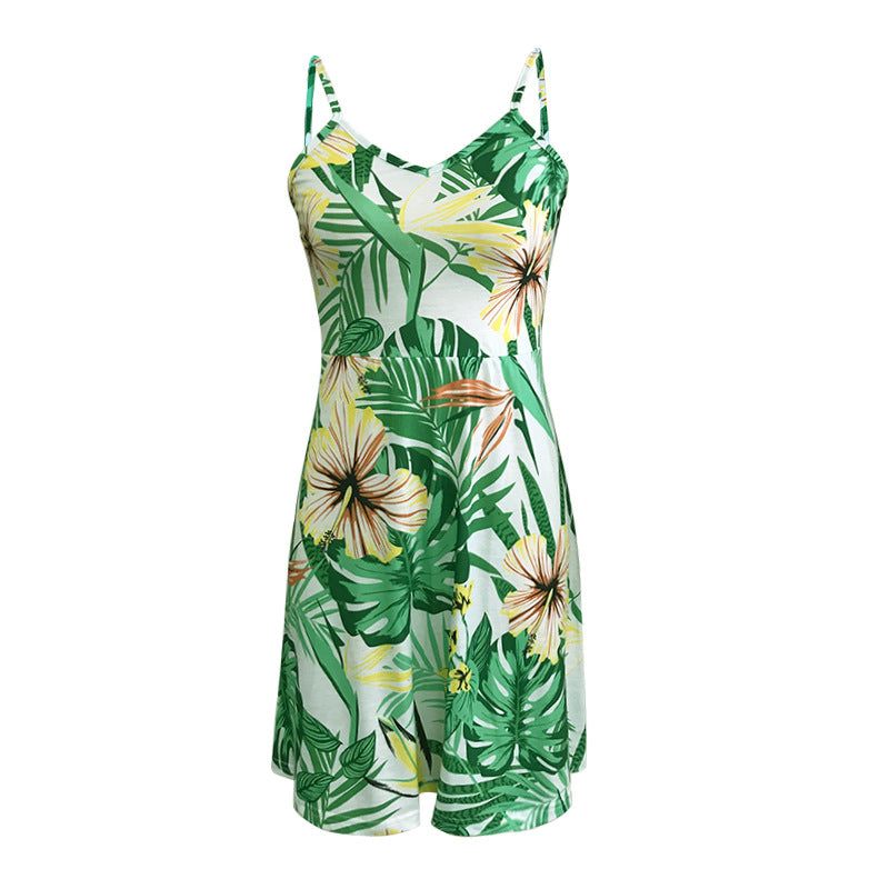 Hibiskusblütenkleid <br> Kurz mit Trägern