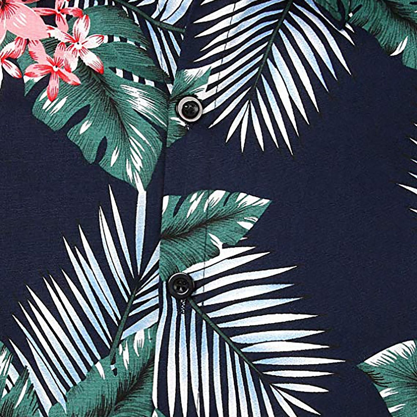 Schwarzes Hawaiihemd mit Tiare-Blumen