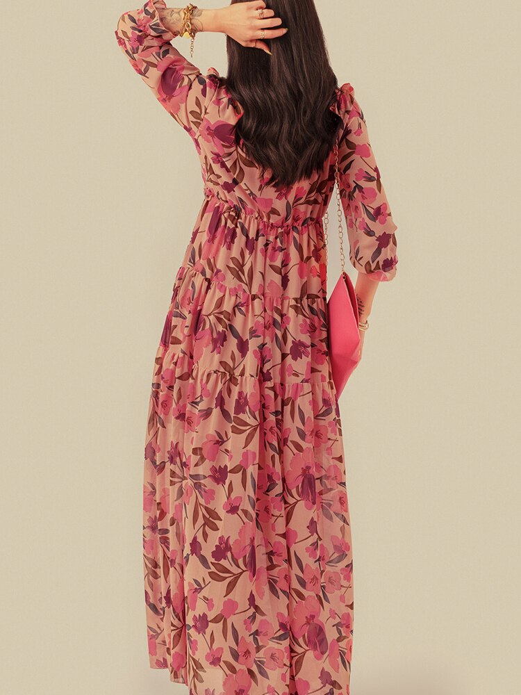 Lange Chiffon-Blumenkleider