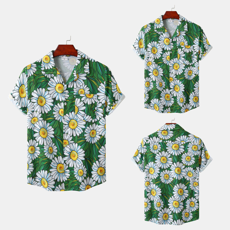 Lockeres grünes Hawaii-Hemd mit Blumenmuster