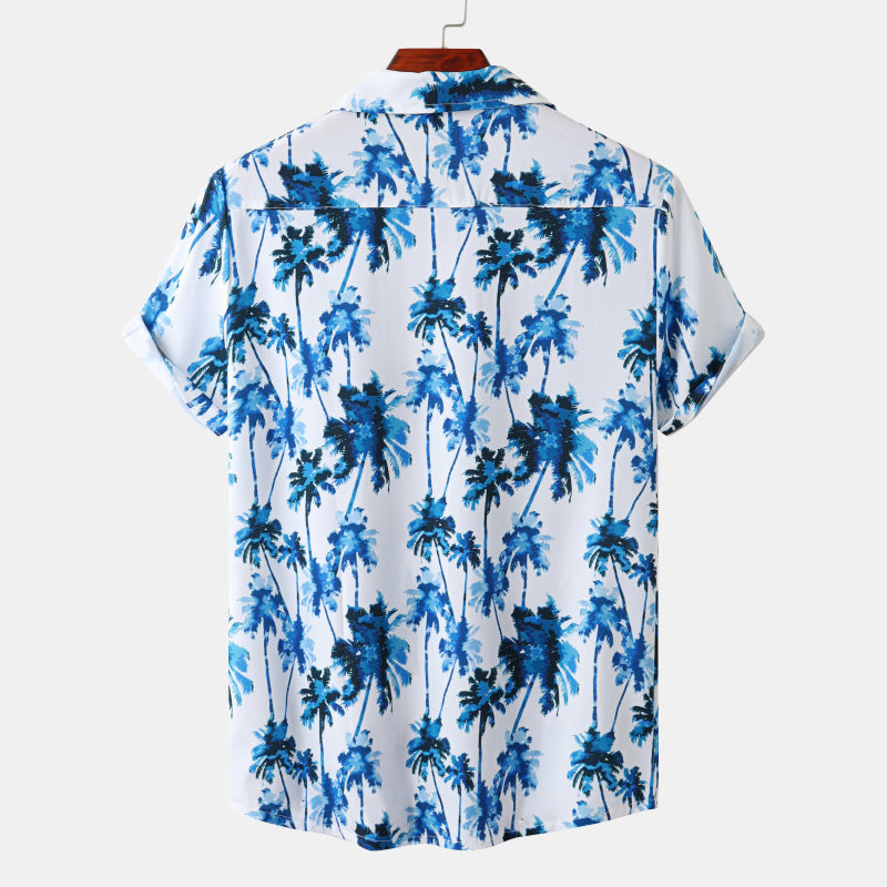 Lockeres Hawaiihemd mit blauen Palmen