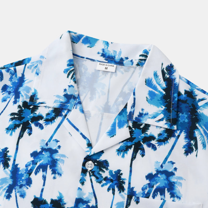Lockeres Hawaiihemd mit blauen Palmen