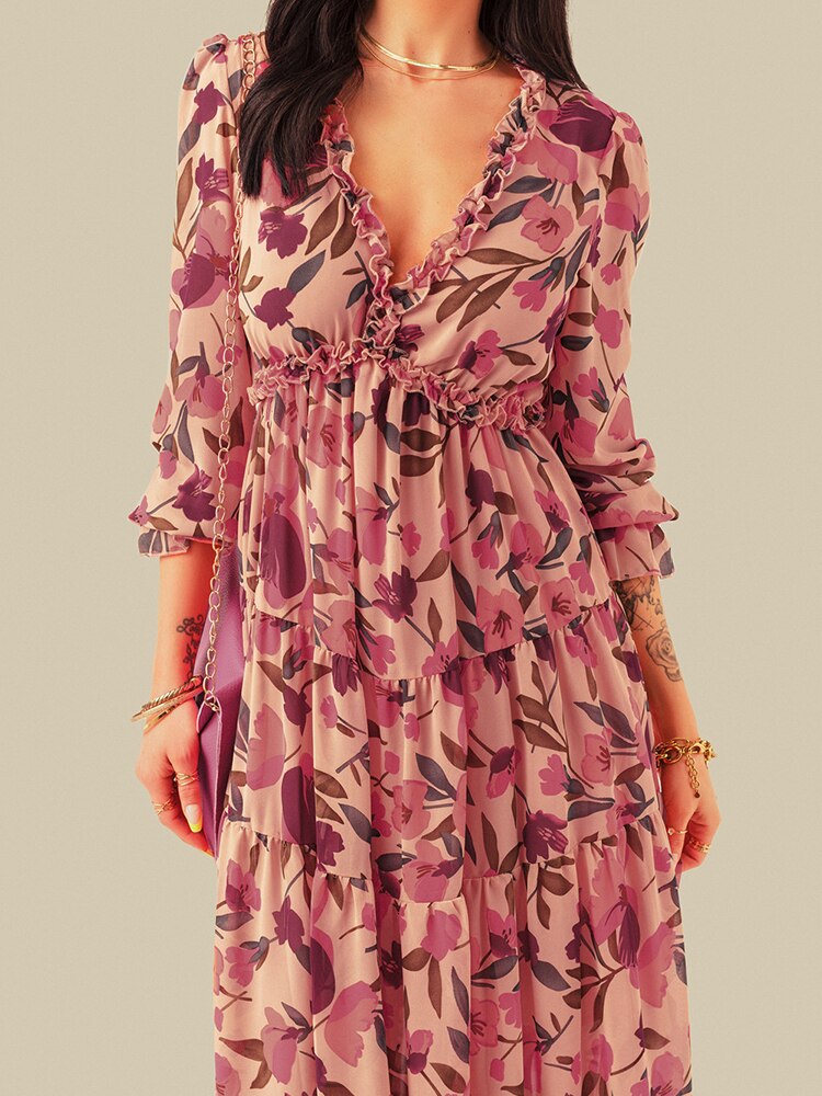 Lange Chiffon-Blumenkleider