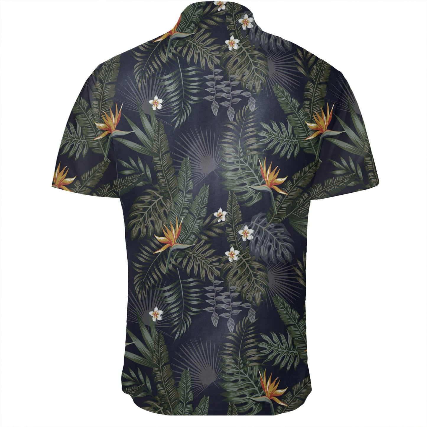 Hawaiihemd - Tropische Blätter und Blumen im Nachtstil