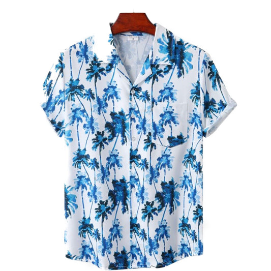 Chemise Hawaienne Ample Palmiers Bleus