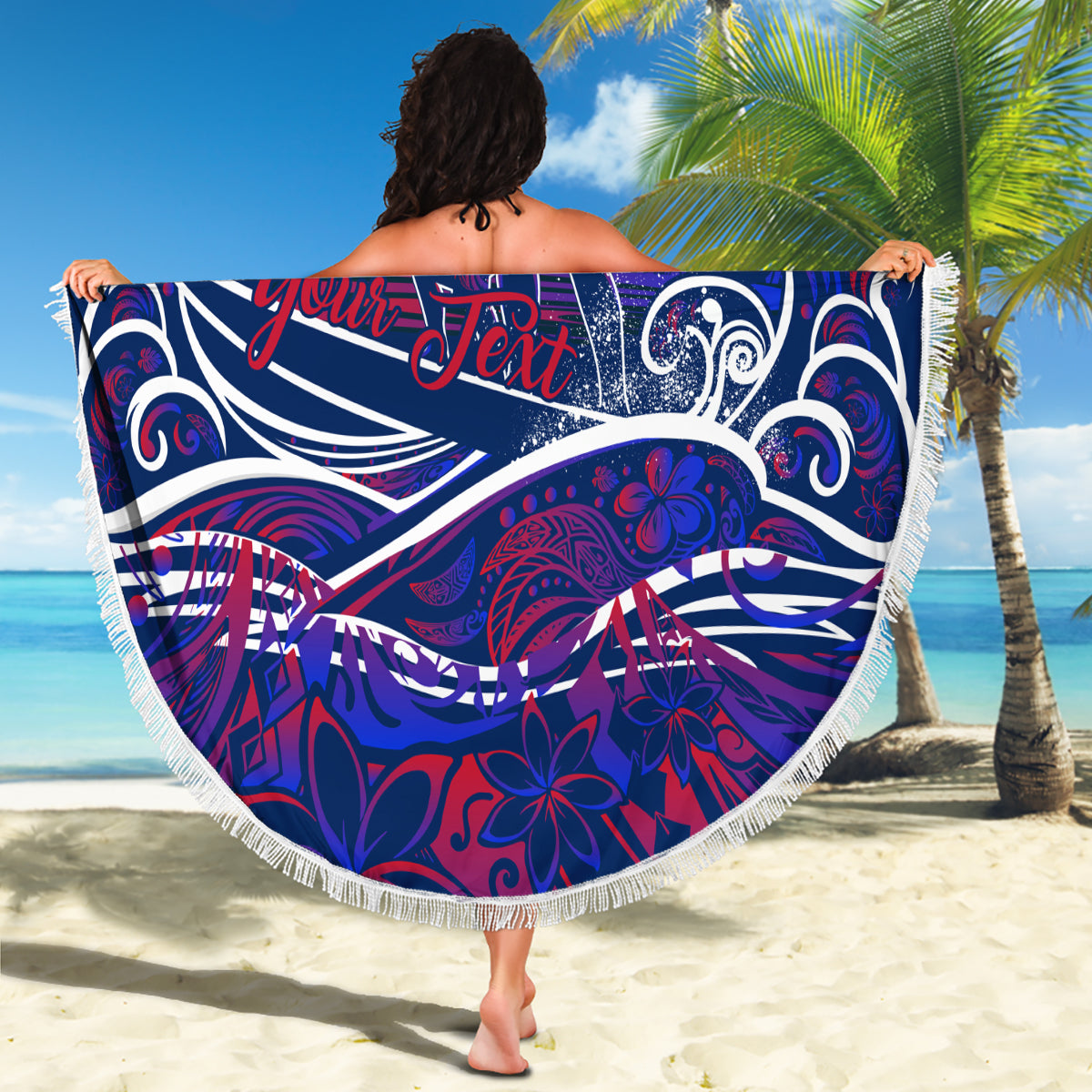 Aloha Polynesian Plumeria Blume Stranddecke Lila Farbe LT03