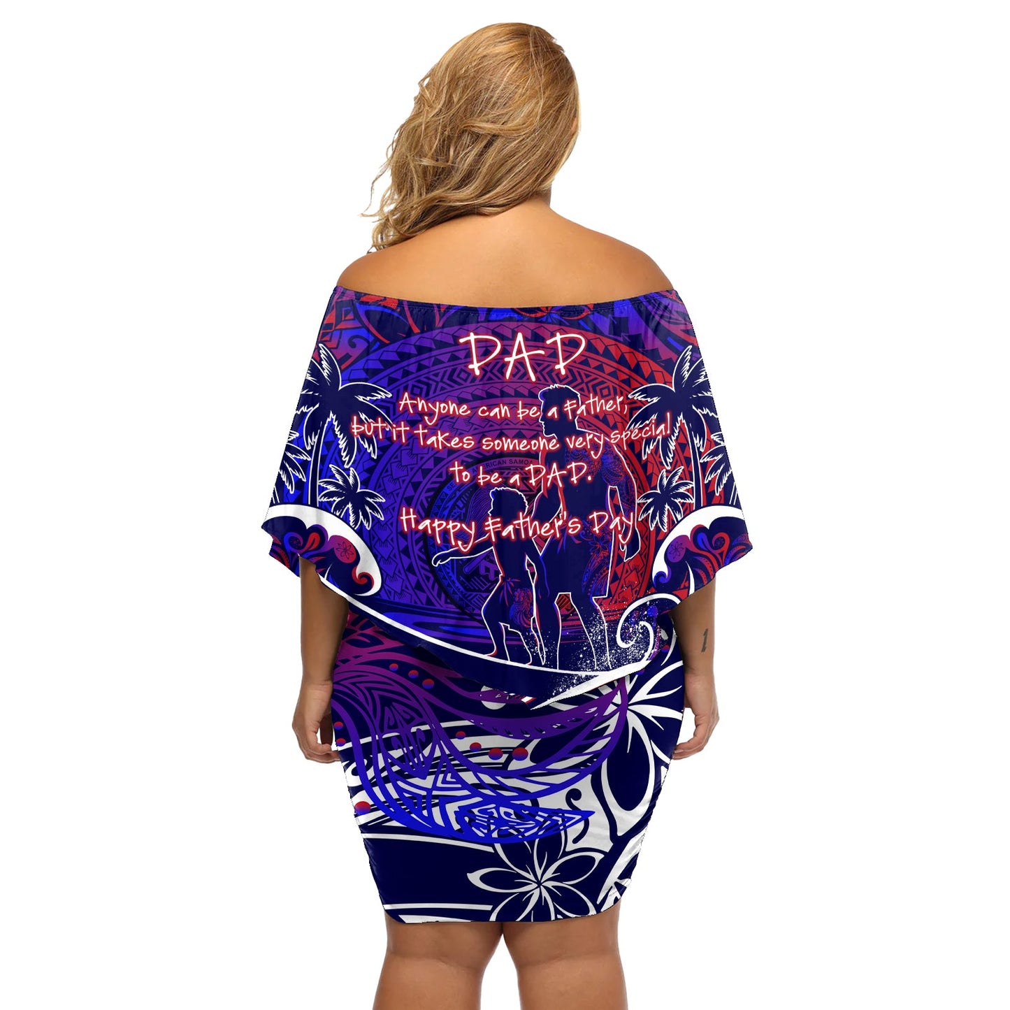 Vatertag Amerikanisch-Samoa Schulterfreies kurzes blumen kleid Special Dad Polynesia Paradise DT02