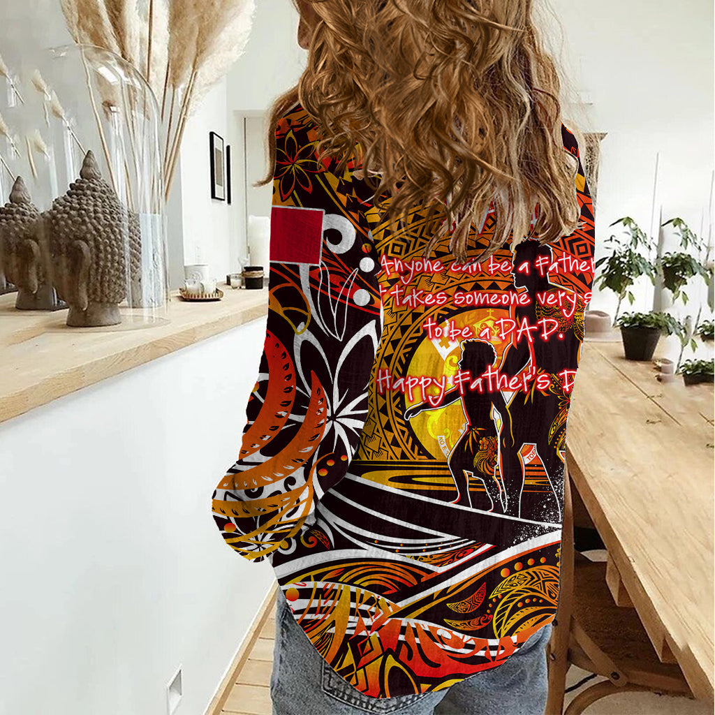 Vatertag Tonga Frauen Casual Shirt Special Dad Polynesien Paradies DT02