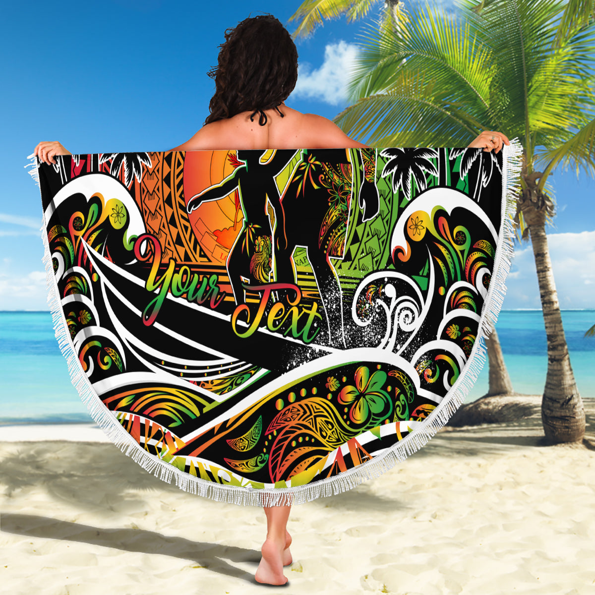Aloha Polynesian Plumeria Blume Stranddecke Rosa Farbe LT03