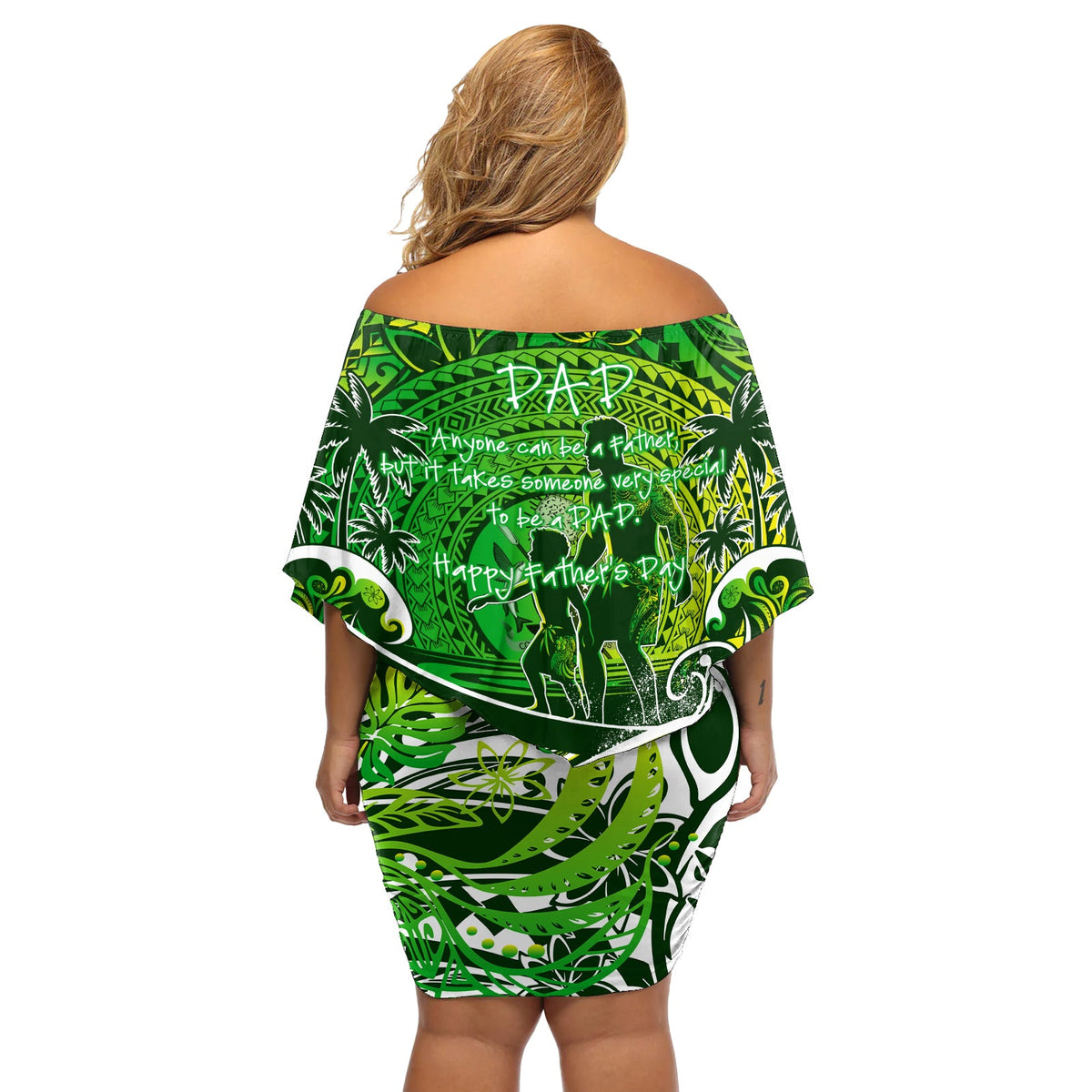 Vatertag Cook Islands Off Shoulder Kurzes Kleid mit blumen Special Dad Polynesia Paradise DT02