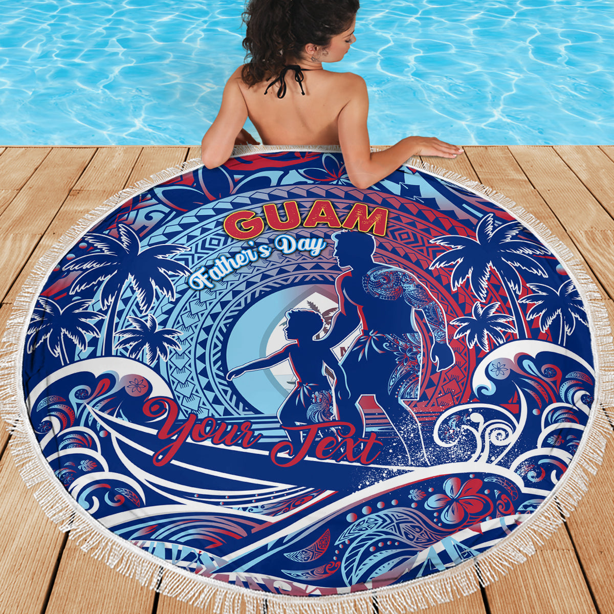 Samoa Siapo Motiv und Tapa Muster Halbstil Stranddecke Beige Farbe LT03