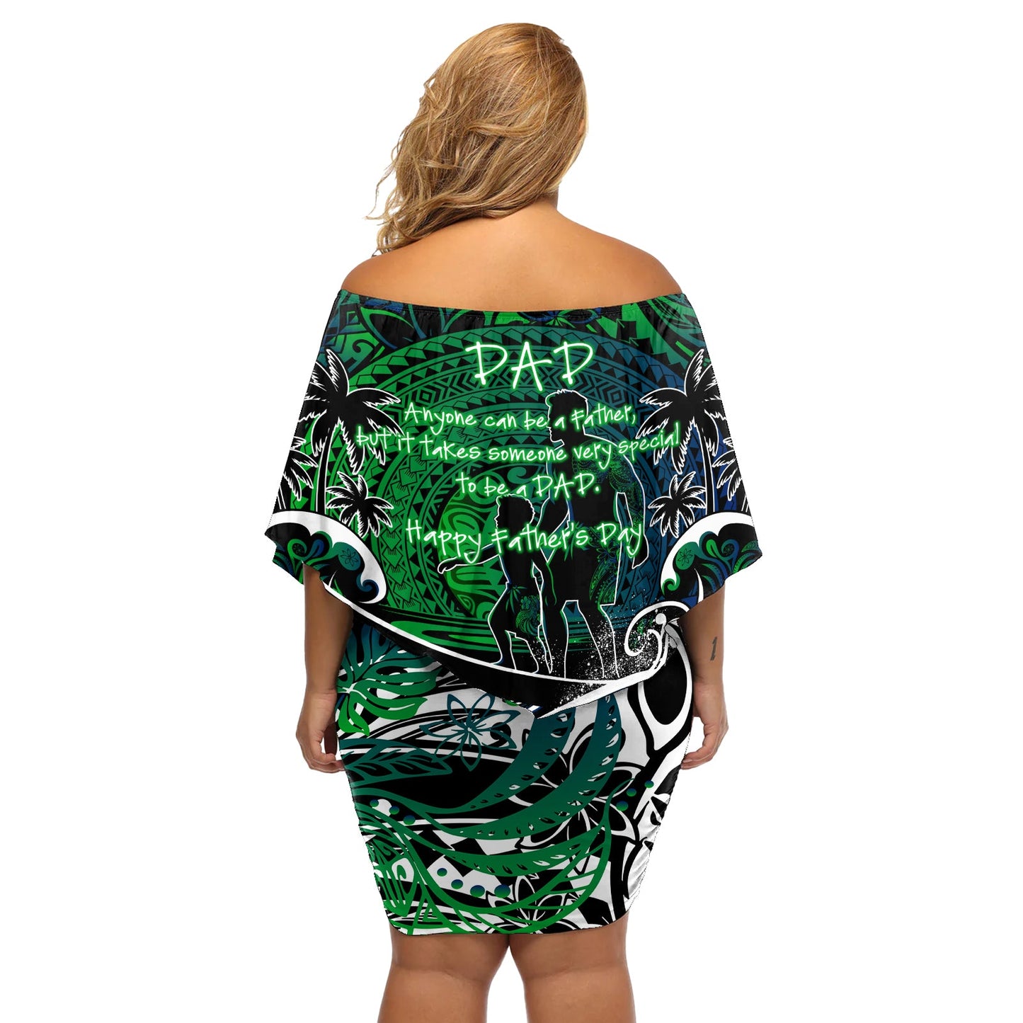 Vatertag Neuseeland Off Schulter Kurzes blumen kleid Special Dad Polynesia Paradise DT02
