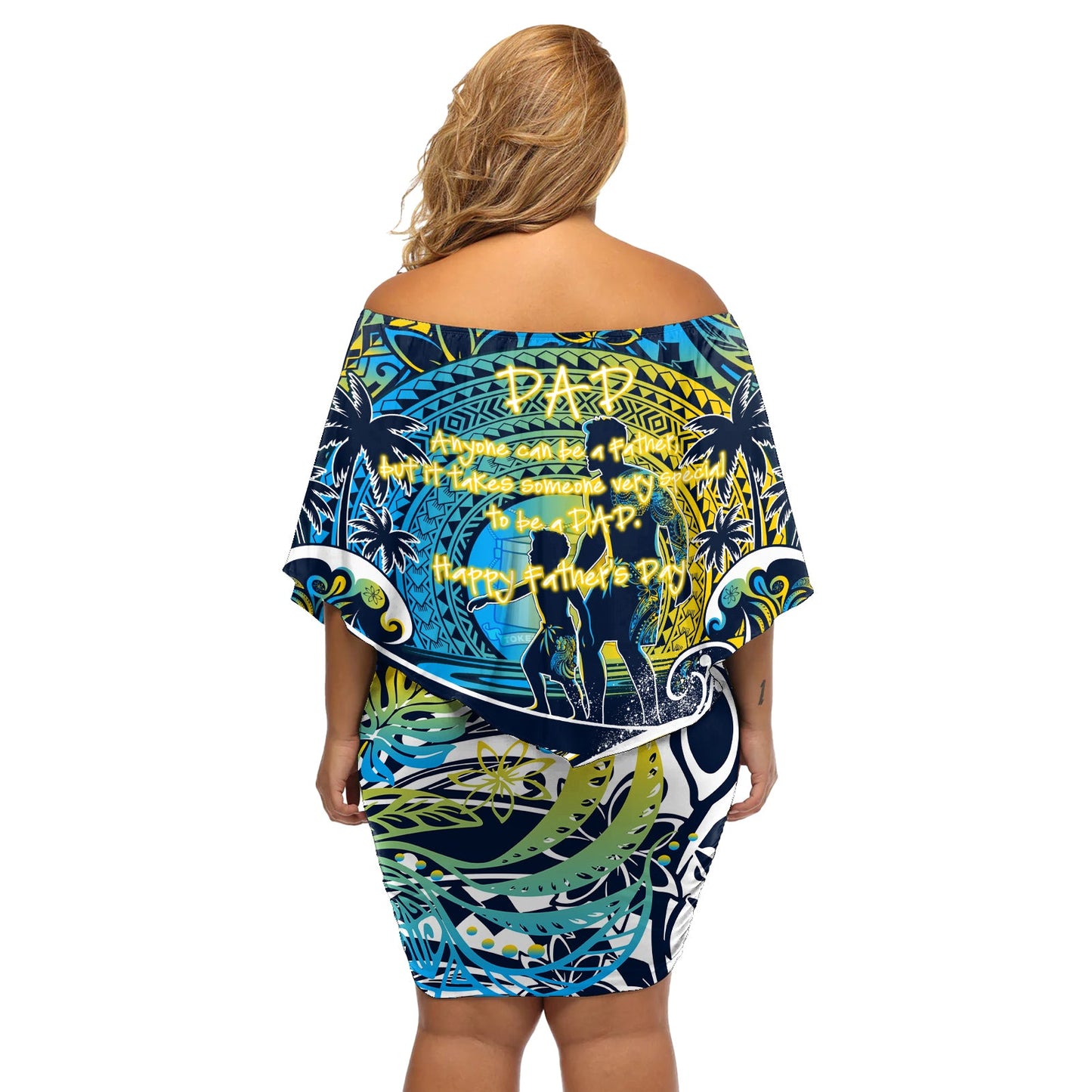 Vatertag Tokelau Off Schulter kurzes blumen kleid Special Dad Polynesia Paradise DT02