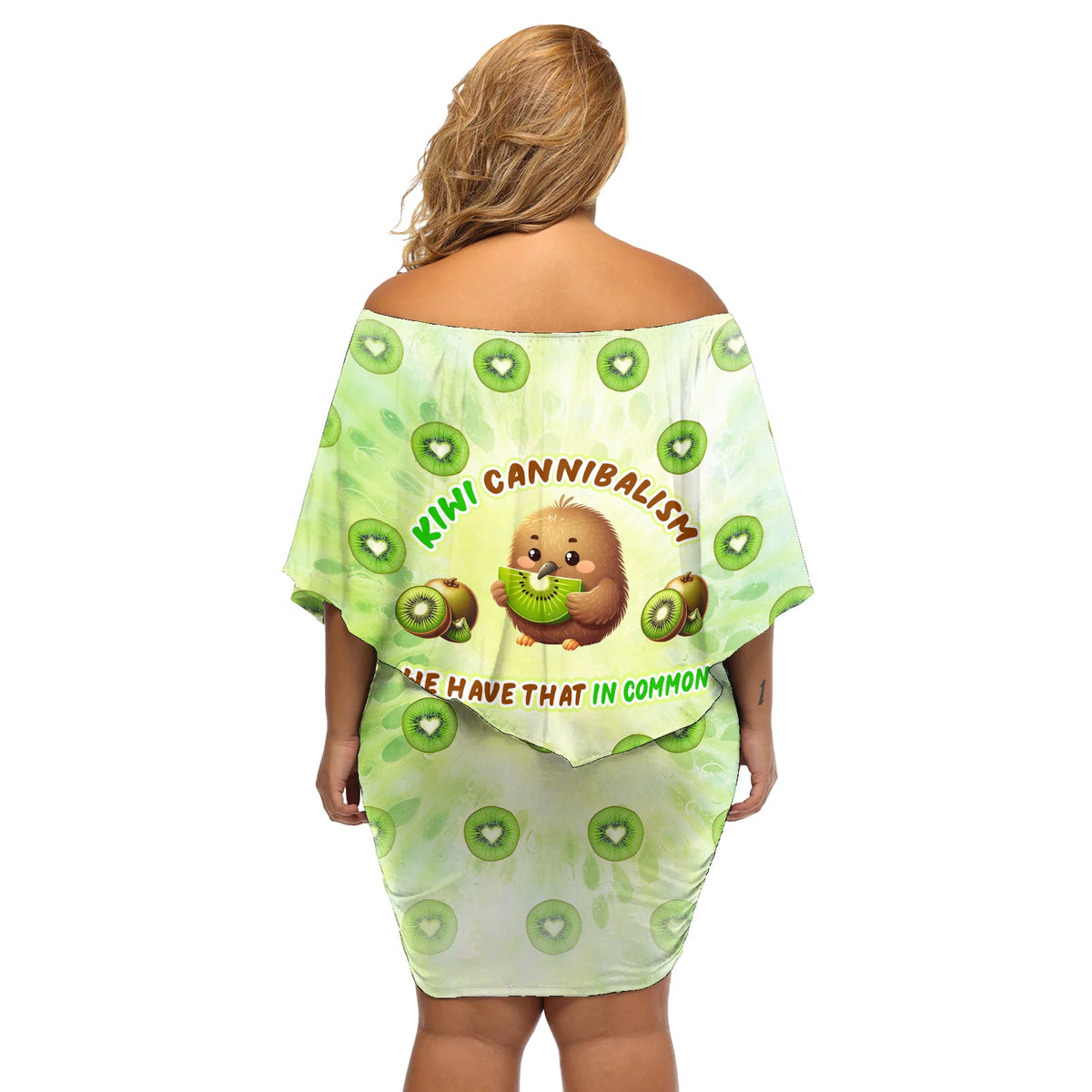 Kiwi Kannibalismus Off Shoulder Kurzes Kleid mit blumen Neuseeland Kiwi Süßer Vogel Lustig DT02