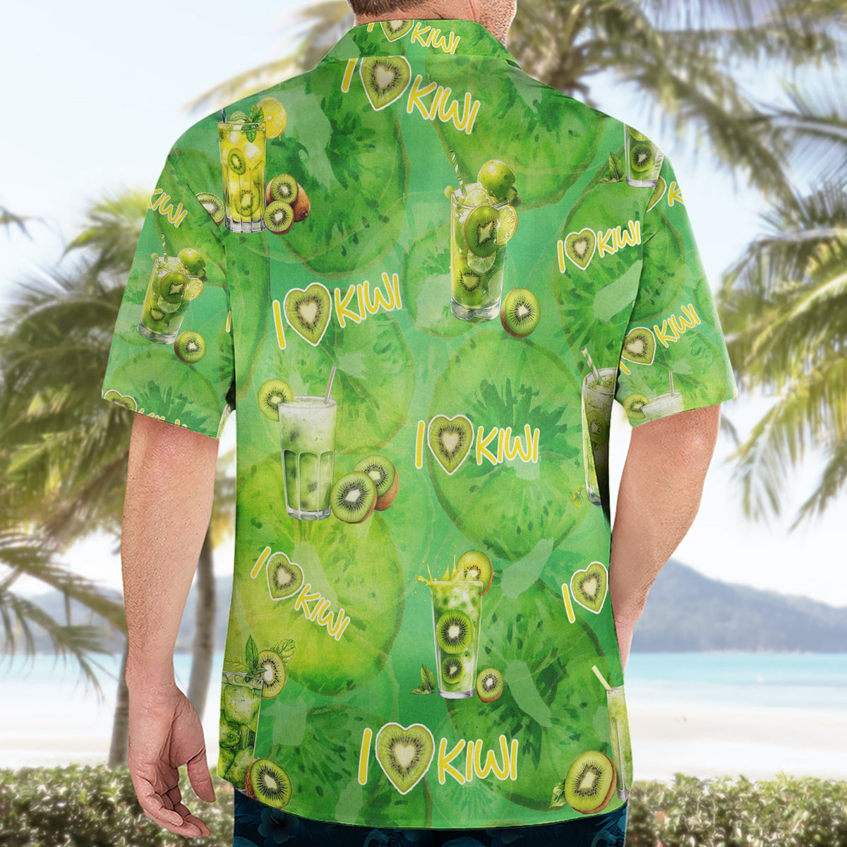 I Love Kiwi Hawaiihemd Neuseeland Kiwi Frucht Sommer Cocktail DT02