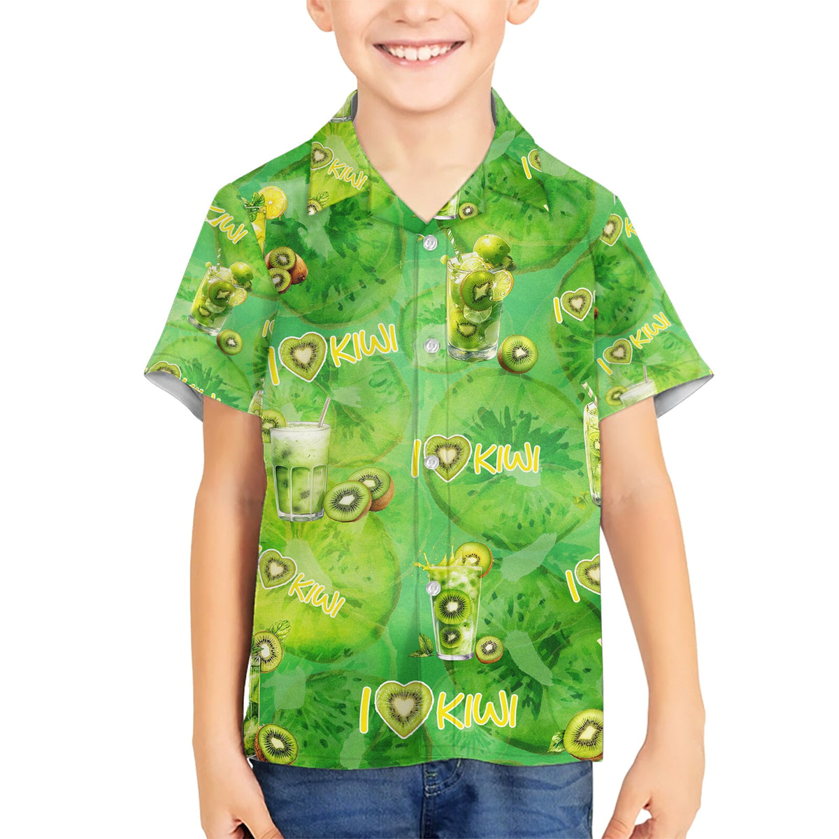 I Love Kiwi Hawaiihemd Neuseeland Kiwi Frucht Sommer Cocktail DT02