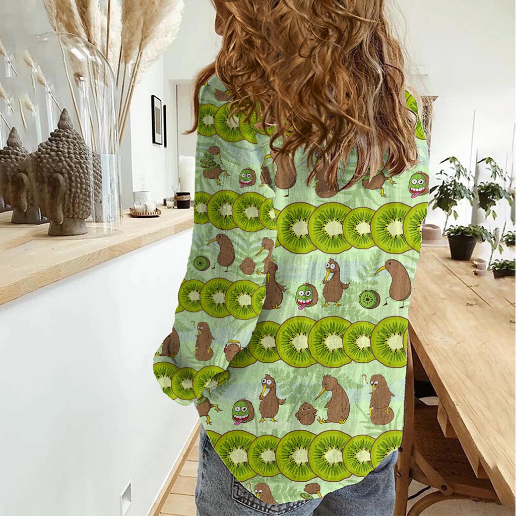 Neuseeland Kiwi Obst witzig Kiwi Vogel Frauen Casual Shirt DT02