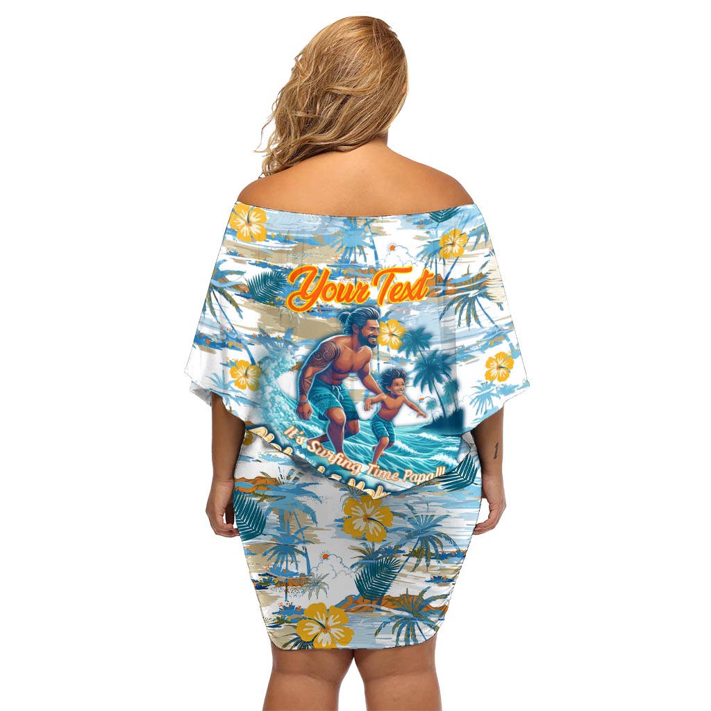 Hawaii Vatertag Es ist Surfzeit Schulterfreies Kurzes Kleid Blumen Aloha L Makuakane DT02