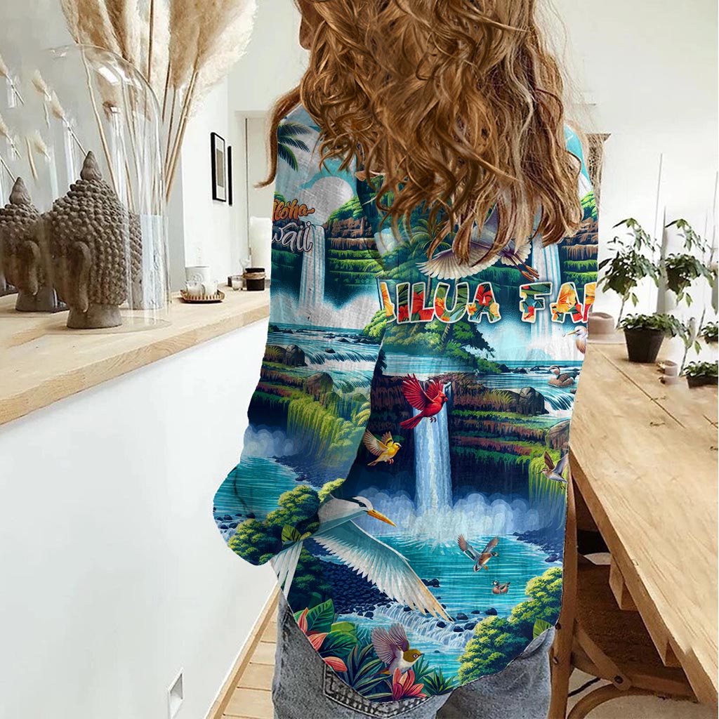 Wailua Falls Hawaii Damen Freizeithemd Kauai Naturschönheit DT02