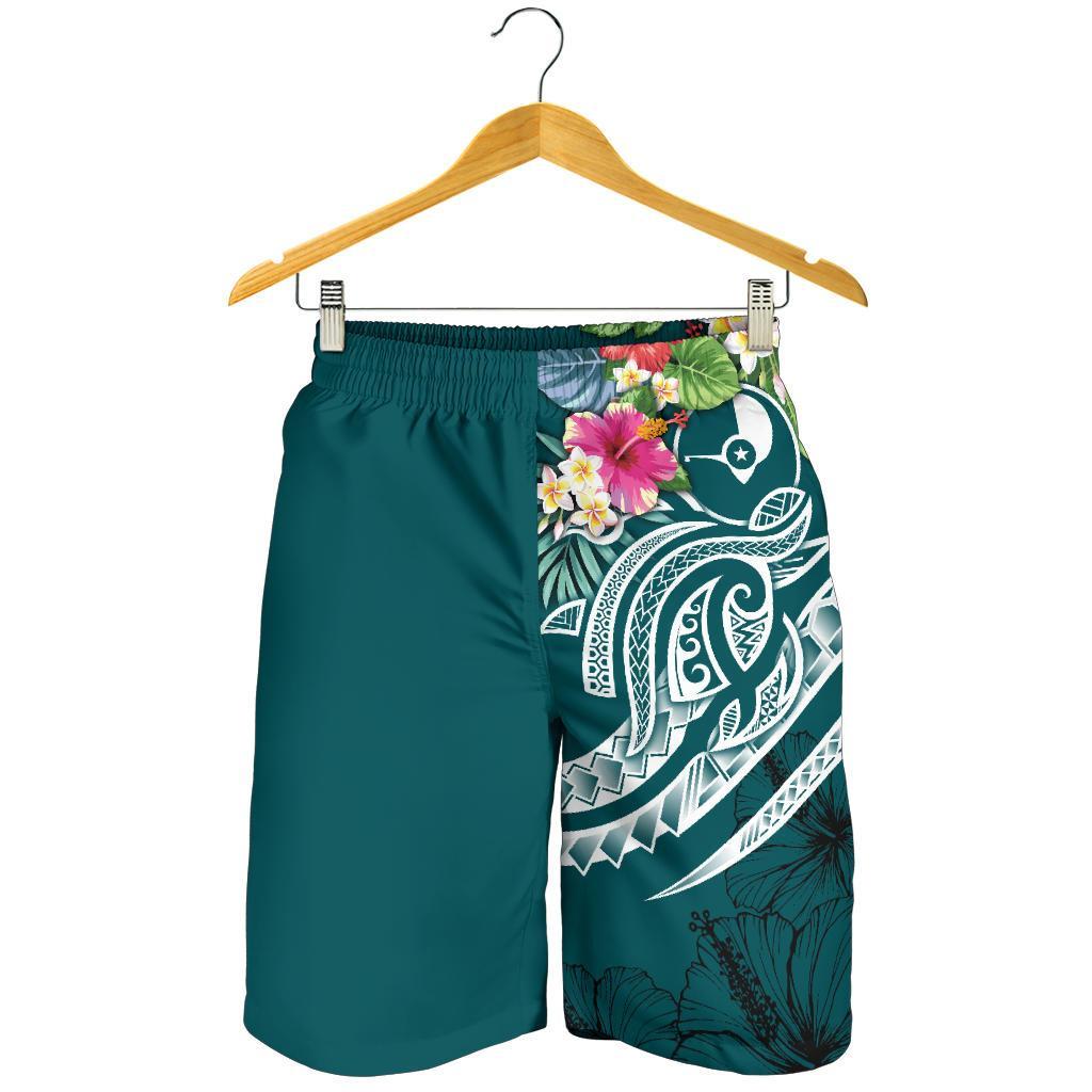YAP Polynesian Herren Bermuda Shorts - Summer Plumeria (Türkis)