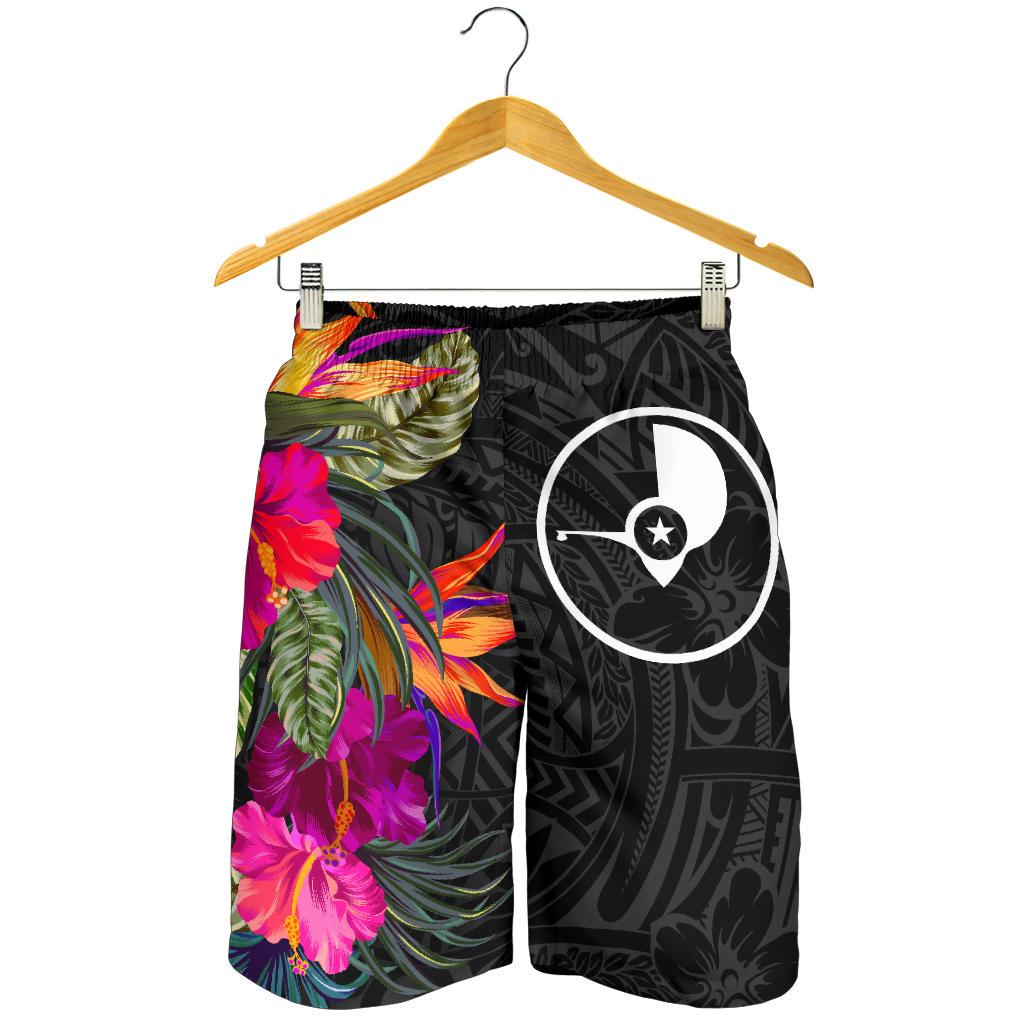 Yap All Over Print Herren Bermuda Shorts - Polynesisches Hibiskusmuster