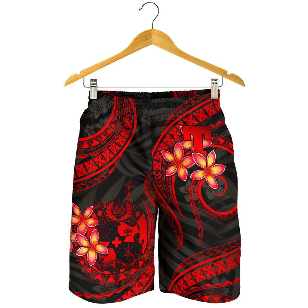 Tonga Polynesian Men Bermudas Shorts - Rote Plumeria