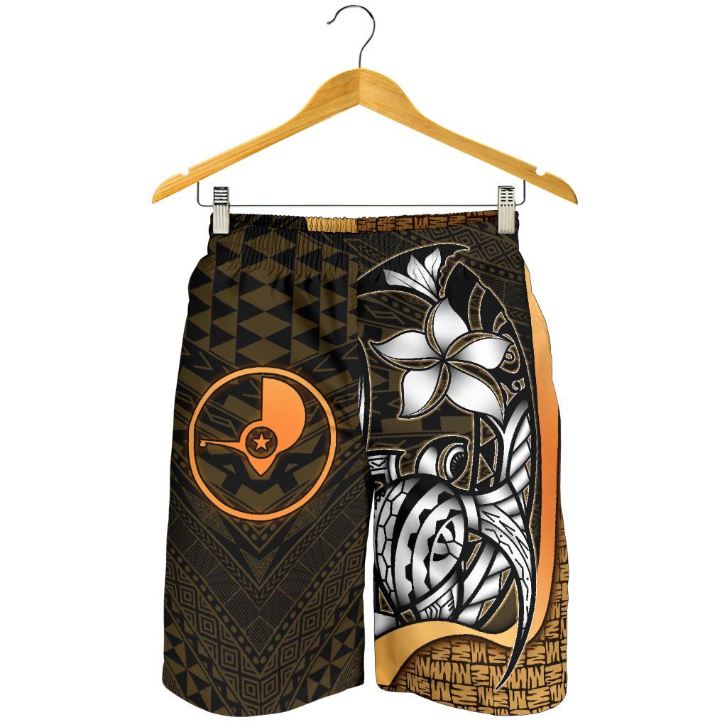 Yap Micronesian Herren Bermuda Shorts Gold - Schildkröte mit Haken
