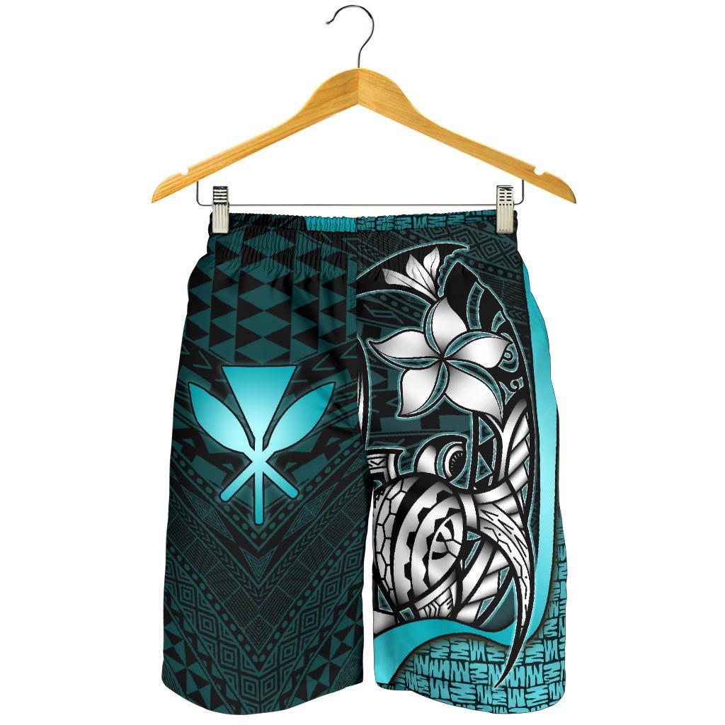 Polynesian Hawaii Herren Bermudas Shorts Türkis - Schildkröte mit Haken