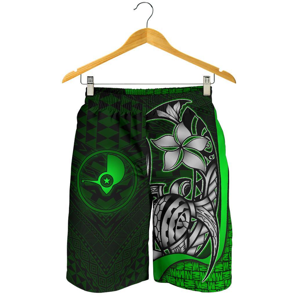 Yap Micronesian Herren Bermuda Shorts Grün - Schildkröte mit Haken
