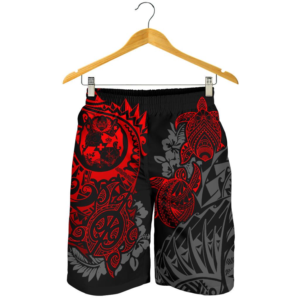Tonga Polynesian Bermudas Shorts (Herren) - Red Turtle Flowing
