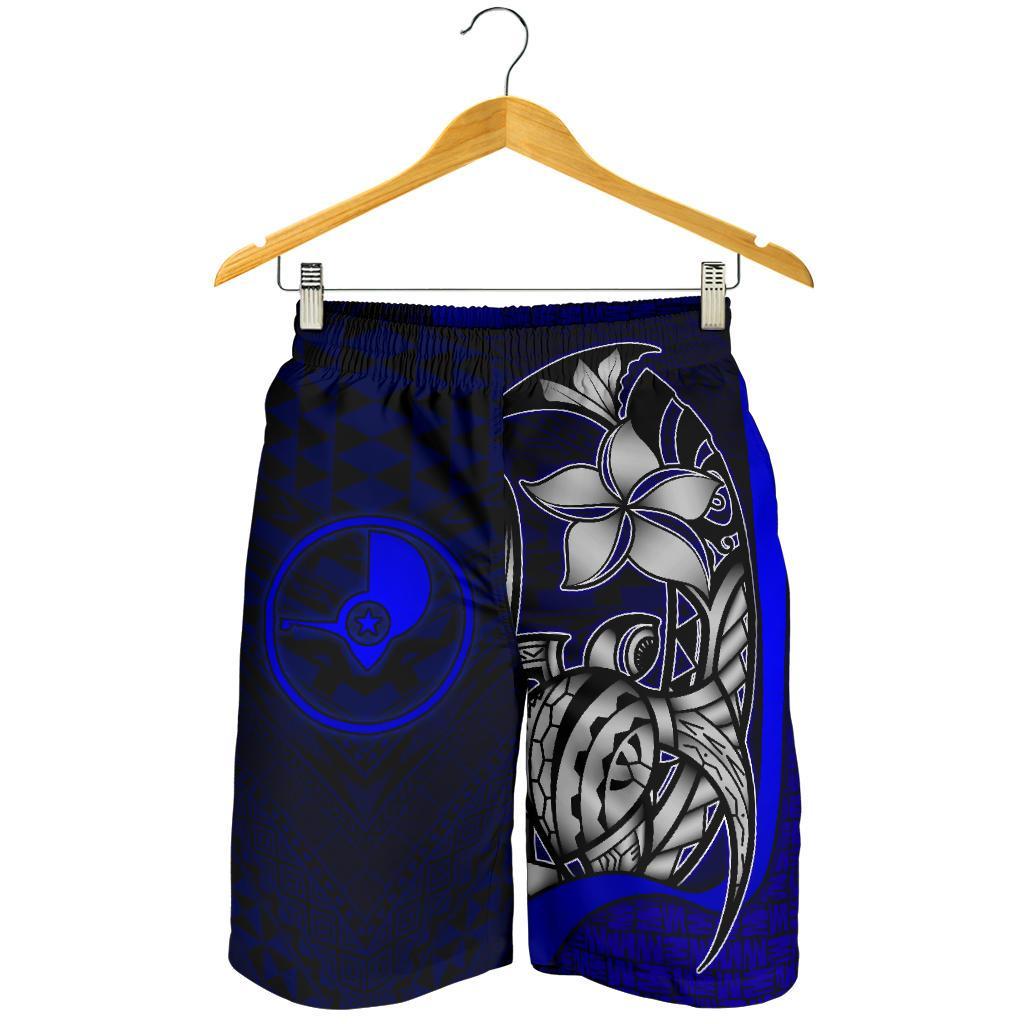 Yap Micronesian Herren Bermuda Shorts Blau - Schildkröte mit Haken