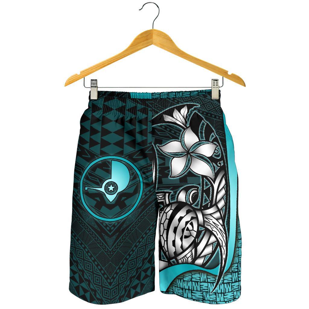 Yap Micronesian Herren Bermuda Shorts Türkis - Schildkröte mit Haken