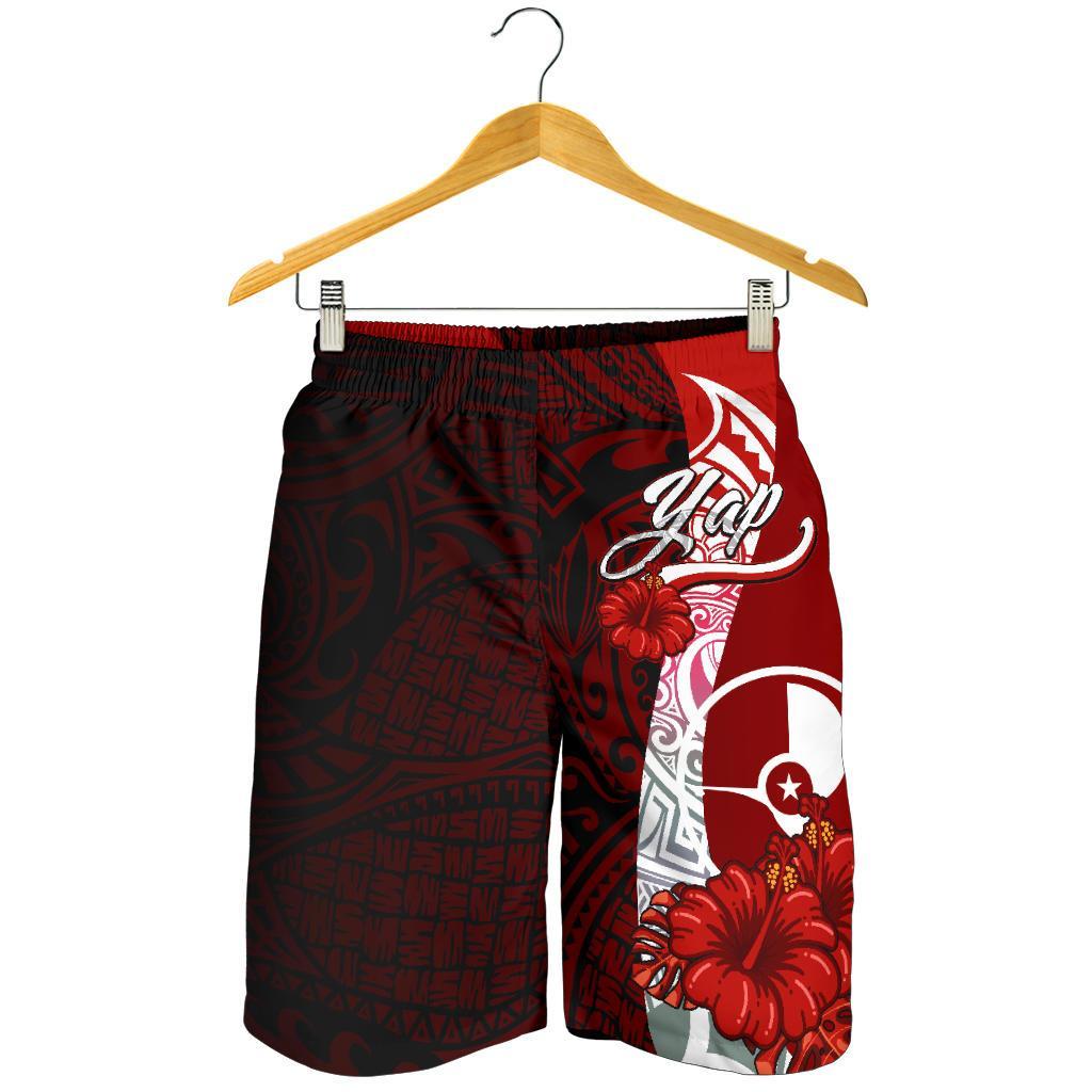 Yap Polynesian Herren Bermuda Shorts - Wappen mit Hibiskus