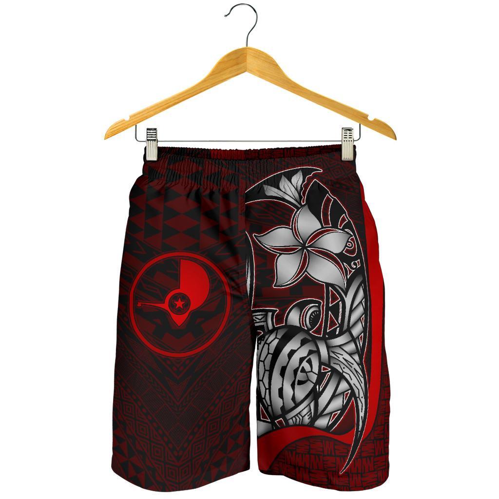 Yap Micronesian Herren Bermuda Shorts Rot - Schildkröte mit Haken