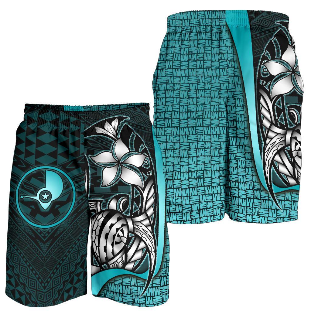 Yap Micronesian Herren Bermuda Shorts Türkis - Schildkröte mit Haken