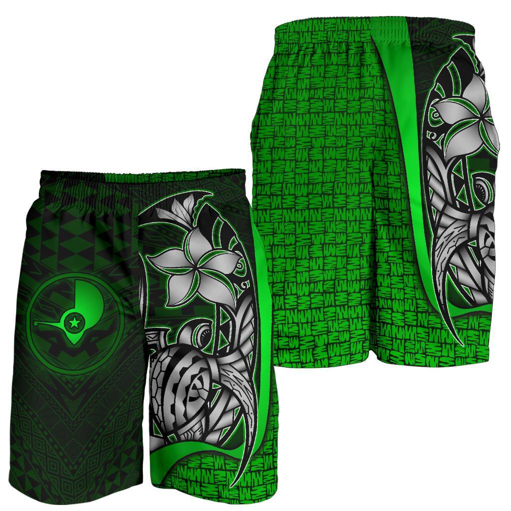 Yap Micronesian Herren Bermuda Shorts Grün - Schildkröte mit Haken