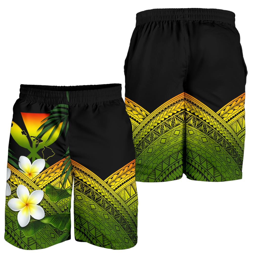 Kanaka Maoli (Hawaii) Herren Bermudas Shorts, Polynesische Plumeria Bananenblätter Reggae