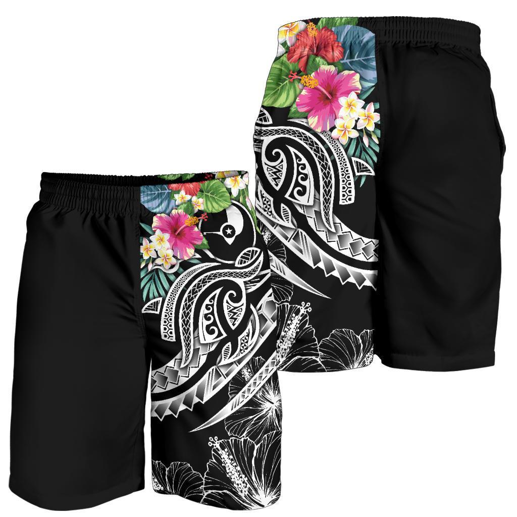 YAP Polynesian Herren Bermuda Shorts - Summer Plumeria (Schwarz)