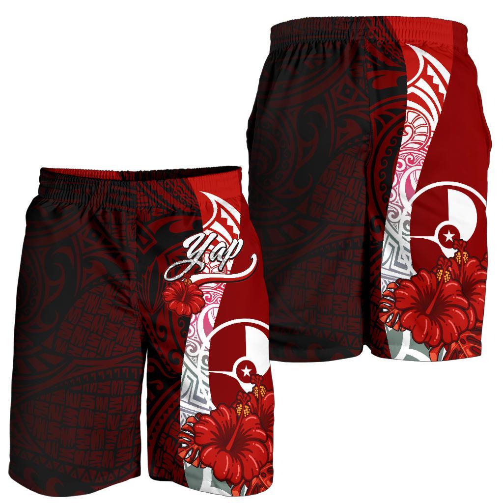 Yap Polynesian Herren Bermuda Shorts - Wappen mit Hibiskus