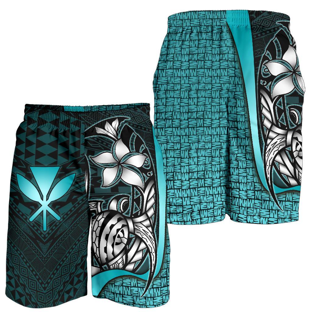 Polynesian Hawaii Herren Bermudas Shorts Türkis - Schildkröte mit Haken