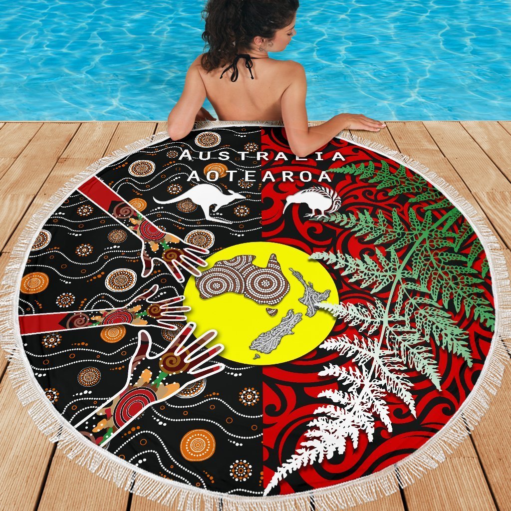 Hawaii und Philippinen zusammen Stranddecke Krieger Tiki Maske und philippinische Sonne polynesischen Stil LT03