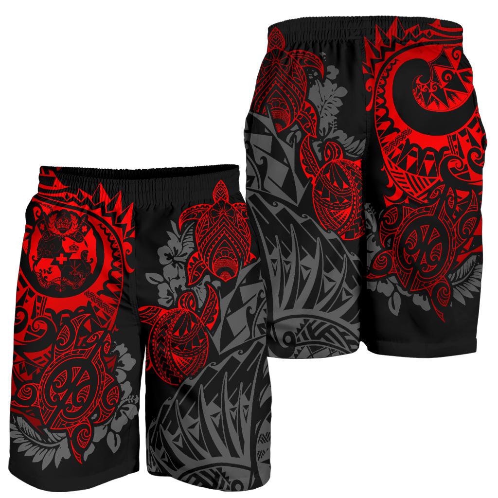 Tonga Polynesian Bermudas Shorts (Herren) - Red Turtle Flowing