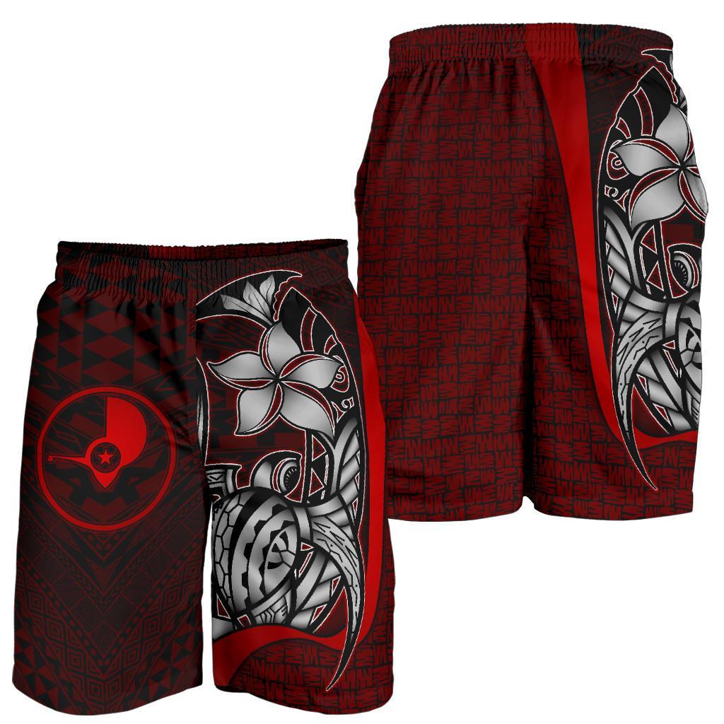 Yap Micronesian Herren Bermuda Shorts Rot - Schildkröte mit Haken
