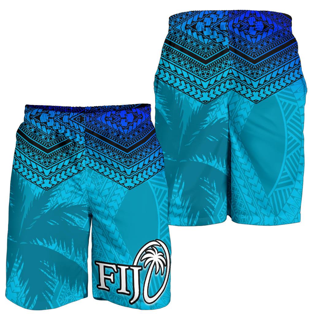 Fiji Rugby Polynesian All Over Print Herren Bermuda Shorts Blau