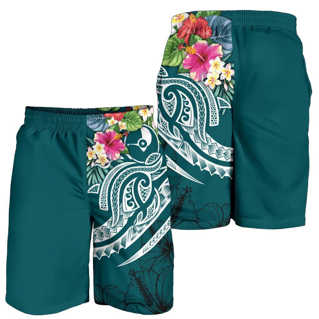 YAP Polynesian Herren Bermuda Shorts - Summer Plumeria (Türkis)