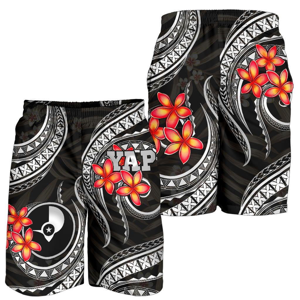 Yap Micronesian Herren Bermuda Shorts - Schwarze Plumeria