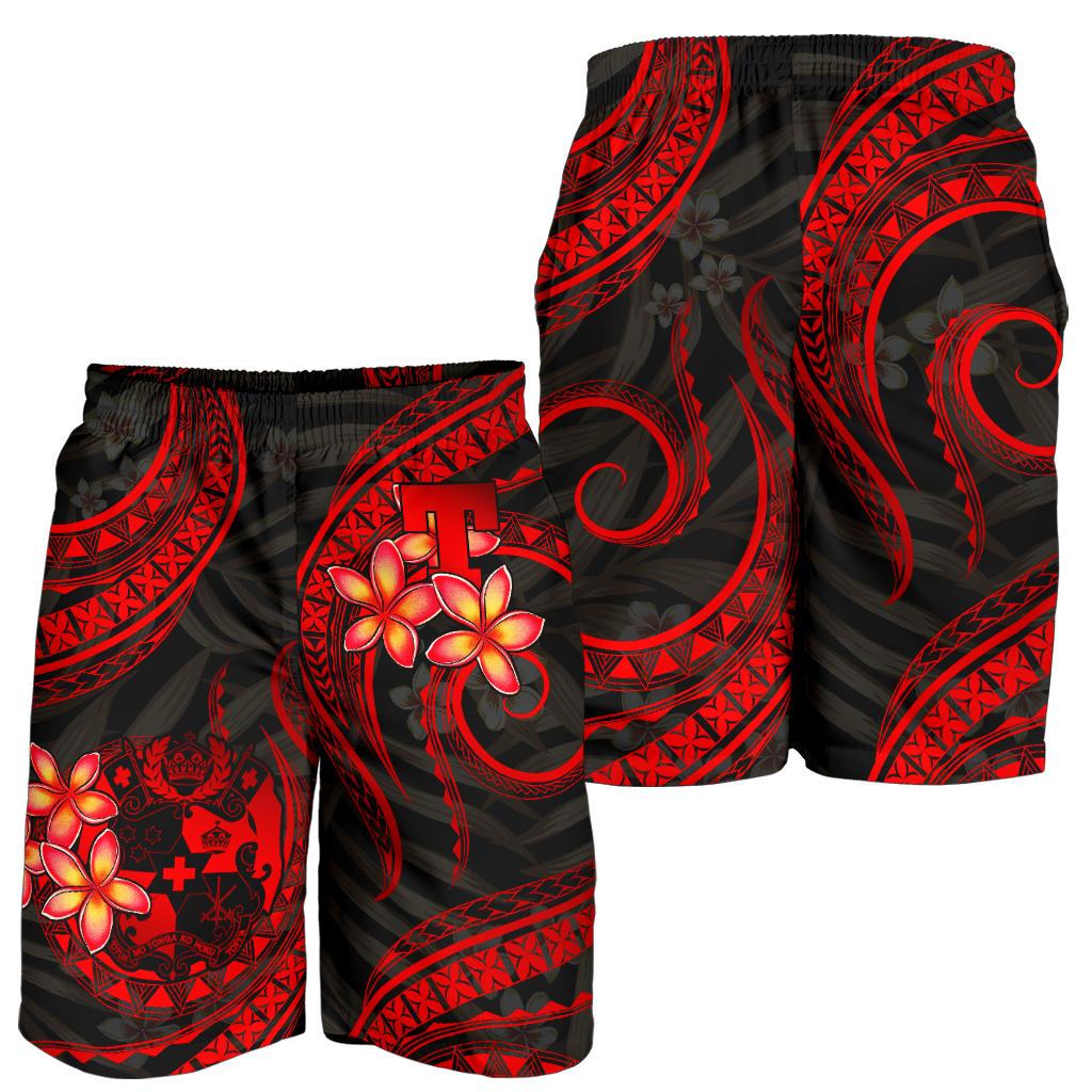 Tonga Polynesian Men Bermudas Shorts - Rote Plumeria