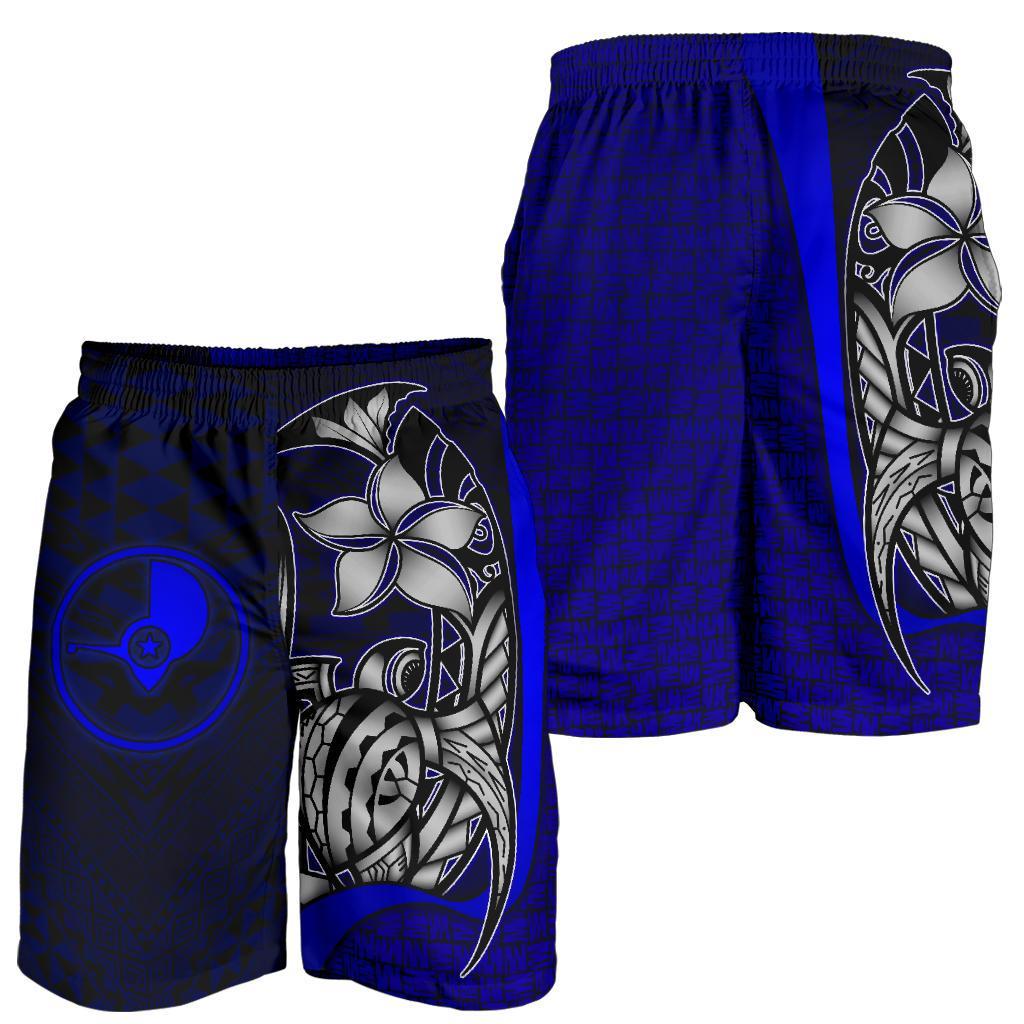 Yap Micronesian Herren Bermuda Shorts Blau - Schildkröte mit Haken